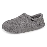 VeracCosy Damen Memory Foam Plüsch Hausschuhe Antirutsch Baumwolle Pantoffeln Mit Polar Fleece-Futter, Grau, 40/41 EU Weit