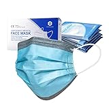 SHENGQUAN medizinische Einweg-Gesichtsmaske, Gesichtsmasken von 50 Pack Einwegmaske 3 Schichten schmelz-Blown atmungsaktive Earloops Sicherheit Mundmaske