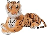 BRUBAKER Tiger Kuscheltier 45 cm - liegend Stofftier Plüschtier - Braun