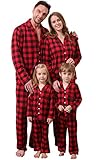Amissz Christmas Pyjamas, Family Outfit Pyjamas, Long T-Shirt + Trousers, Christmas Pyjamas, Printed Sleepwear, Two Piece Rot für Baby, 6-12 Monate