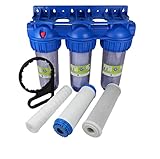 3-Stufen tropfdichtes Vorfilter System Wasserfilter 1 Zoll IG für Wasserversorgung Haus/Gartenpumpen, Hauswasserwerk