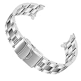 Juntan 20mm 22mm Edelstahl Uhrenarmband Gebogene Enden Uhrenarmbänder Metall Armband Schnellverschluss Ersatzarmband für Herren & Damen Entfaltungsschnalle Schwarz Silber