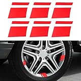 deemars 6PCS Felgenabziehbild Streifen, Autoaufkleber für Größe 18' - 21', Räder Reifen Felgen Dekoration Zubehör, Wasserdichte Radstreifen Auto Felgenstreifen Universal für SUV Auto Fahrrad (Rot)