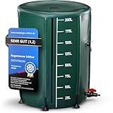 GRÜNTRAUM Regentonne faltbar 200 Liter [mit innovativer Füllstandsanzeige] Witterungsbeständig Regenfass Wassertank