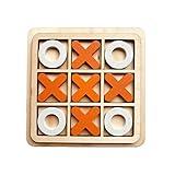 SYFUNLV Tic Tac Toe Holzspiel, Holz Legespiel,14 * 14 * 0.7cm Kinder Jeden Alters X Und O Reisespiel,für Erwachsene Wohnzimmer Dekor und Schreibtisch Dekor Familienspiele,Brettspiele. (Orange)