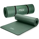 4FIZJO Fitnessmatte mit Tragegurt, Abm. 180x60 cm, Dicke 1 cm, NBR-Schaumstoff, Rutschfest, Komfort, In & Outdor, Pilatesmatte, Yoga Matte, Sportmatte, Gymnastikmatte, Trainingsmatte, Salbeigrün