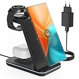 CIYOYO 3 in 1 Induktive Ladestation für Samsung, Kabelloses Ladegerät für Samsung, Wireless Charger für Galaxy S24/S23/S22/Z Flip/Fold, Induktionsladegerät für Galaxy Watch6/ 5/Pro und Galaxy Buds