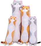 AMOZO Katze Kuscheltier Stofftier Lange Katzen Kissen Plüschtiere Kawaii große süße Cat Plüsch Sofakissen Geschenke für Freunde Kinder Dekoration(Orange,50cm)