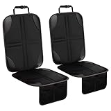 Elsrantor 2 Stück Kindersitzunterlage Isofix, rutschfest Wasserabweisender Autositzschoner, Universell Sitzschoner Auto Kindersitz, Autositzauflage mit Netztaschen, Schutzunterlage, Autositzschutz