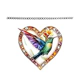 Herzförmige Fliegende Elster, 2D-Acryl, Buntglas, Fensteraufhänger, Tiermotiv, Wanddekoration & Idee Suncatcher (Orange, 20X19cm)