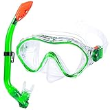 GIEMIT Schnorchelset Kinder ab Jahre 5-12 Taucherbrille mit Schnorchel Tauchset aus Gehärtetem Glas Anti-Leck Anti-Fog, ideal für Tauchen, Schnorcheln und Schwimmen