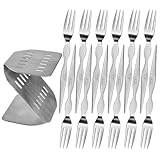 Xowwyue Dessertgabeln | 12 Teile Besteck Aus Edelstahl - Kleine Vorspeisengabeln Mit Aufbewahrungsgestell - Für Abendessen, Zuhause, Küche, Restaurant, Hotel, Mittagessen, Party, Hochzeit Und