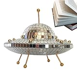 Disco-Raum-Dekoration: Kreativer Disco-Spiegel mit fliegender Scheibe | Glitzer-Discokugel für Partys, Wohnzimmer-Kunst, UFO-Retro-Weihnachtsschmuck, für