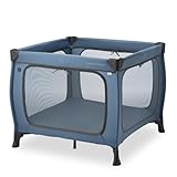 hauck Kinderreisebett & Laufstall Sleep N Play SQ Set mit Matratze 5 cm dick, Klein Zusammenklappbar, Inklusive Tragetasche, für Babys & Kinder ab Geburt bis 15 kg (Dark Blue)