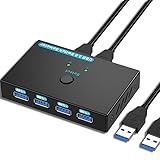 SGEYR USB 3.0 Switch 2 In 4 Out USB Sharing Switcher USB 3.0 KVM Umschalter für 2 PC Teilen 4 USB für Drucker, Tastatur, USB Sticks, Festplatten, Maus, Headset usw, mit 2 USB Kabel