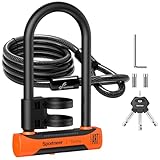 Sportneer Fahrradschloss Bügelschloss 20mm Durchmesser Hohe Sicherheit mit Schlüssel Anti-Diebstahl-Fahradschloß mit 1.8m Sicherheit Stahlkabel&Montagehalterung, 29 x 17.8cm