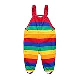 DAWILS Jungen Regenhose Mädchen Regenlatzhose Kinder Regenbogen Wind- und wasserdichte Matschhose Hosenträgern Buddelhose Regenlatzhose 12 Monate