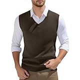 Herren Pullunder V-Ausschnitt Ärmellose Comfort Fit Baumwoll Strickweste Pulloverwestee Sleeveless Strickpullover Baumwolle Freizeitweste Classic Arbeitsweste Warm Clubweste Für Alltag Sport