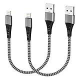 iPhone Ladekabel Kurz, USB Lightning Kabel Kurz 30CM 2Pack[MFi Zertifiziert], Apple Carplay Ladekabel iPhone Schnellladekabel Kurz Nylon iPhone Kabel Auto USB Ladekabel für iPhone 14 13 12 11 XS X 8 7