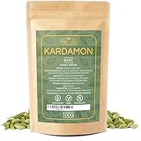 He-Ju Kardamom Ganz Grün 100g, natürliche, vegane Kardamom Kapseln, Kardamomsaat frei von Zusätzen zur Verfeinerung von Gerichten