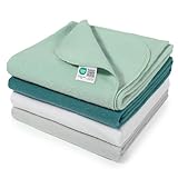 MAKIAN Moltontücher Set, 4X Stoffwindeln 80x80 cm - 4 Stück Baby Spucktücher/weiche, saugfähige Flanellwindeln aus 100% Baumwolle, Oeko-TEX® Standard 100 geprüft (Mint Grün)