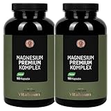 Vitabaum® Magnesium Premium Komplex - 410 mg elementares Magnesium pro Tag - 5 hochwertigen Formen - Hochdosiert - Vegan, Glutenfrei - 2× 180 Kapseln, 3 Monate je Packung