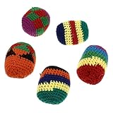 EXHUMKY 5 Stück Witzige Wurf Sandbeutel Wolle Bunte Kickbälle für Outdoor Spiele Fördert und Koordination und Langlebig Zufällige Farbe Zufällige Farbe