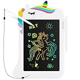 Genialba 8,8 Zoll Einhorn-LCD-Zeichentablett, Schreibtafel, Kleinkindspielzeug, Lernspielzeug, Geschenke zum Geburtstag, Weihnachten, Spielzeug,für 2 3 4 5 6 Jahre alte Jungen und Mädchen (Weiß)