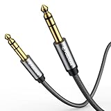 POSUGEAR 6.35mm Instrumentenkabel Stereo 3M, Nylon Geflochten 6.3mm Klinke auf 6.3mm Klinke Audio Kabel Lärmschutz für Verstärker Gitarre, Bass, Tasteninstrument (Grau)