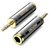 ANDTOBO 2er-Pack 1/4'' auf 3,5 mm Stereo Reinkupfer Kopfhöreradapter, 3,5 mm (1/8 Zoll) Stopfen Stecker auf 6,35 mm (1/4 Zoll) Klinke weiblich Stereo Adapter für Kopfhörer, Amp Adapter - Schwarz