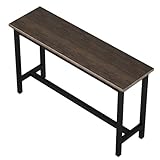 Langer Bartisch mit Thekenhöhe, 160 cm, rechteckig, Küchen- und Kneipentisch mit Metallhalterung, hohe Tragkraft, ideal für Wohnzimmer, Bars und Cafés (dunkles Walnussholz-Finish)