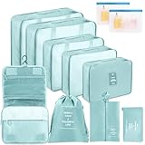 WECUTE Koffer Organizer Set, 11-Teilige Packing Cubes Set, Wasserdichte Reise Kleidertaschen,Koffer Organizer für Urlaub und Reisen, Packwürfel Set Reise Würfel (Blau)