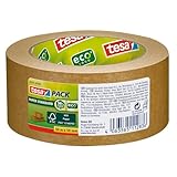 tesa tesapack Papier Standard - Umweltschonendes Paketband aus Papier, 56% biobasiertes Material - Effizient und recyclingfreundlich - Braun - 50 m x 50 mm