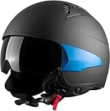 Westt Jethelm Motorradhelm Herren Damen mit Visier getönt Mopedhelm Halbschalenhelm Chopper Helm Retro Stil Mofa Helm Motorrad, matt schwarz, ECE DOT Zertifiziert (M (55-56 cm), Schwarz)