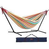 Vivere Doppel Baumwolle Hängematte mit Hängemattengestell 250 cm, Salsa