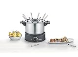 SEVERIN Fondue, spülmaschinengeeignetes Fondueset mit 8 farblich markierten Gabeln, elektrisch, aus Edelstahl, für Käsefondue, Schokofondue oder Ölfondue, schwarz, FO 2470