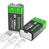 9V Wiederaufladbare Batterien, 1300mAh Langlebige Lithium-ionen Akku Schnellladung über USB-C ideal für Rauchmelder, Feuermelder, Warnmelder & Rauchwarnmelder, Multimeter (2 Stück)