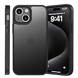 Kukiwhy für iPhone 15 Hülle 6,1 Zoll, Stoßfest TOP Militärstandard Anti-Kratzen Schutzhülle, Durchscheinende Rückseite Handyhülle, Anti-Fingerabdruck Matt Case für iPhone 15 (Schwarz)