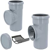 Fallrohrfilter DN 100 Ø 110 mm Grau | Regenrohfilter mit Sieb Regenrohrablauf Regensammler Dachrinnenschutz Dachrinnen Laubschutz Regenwasser Regentonne Regenwasserfilter