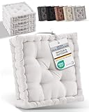 Beautissu Bodenkissen Sitzkissen 50x50 cm - Dickes Matratzenkissen 10cm - 100% Baumwolle Stuhlkissen Indoor & Outdoor Sitzkissen Boden Tragegriff extra Dicke Sitzauflagen Natur - Mila