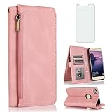 Asuwish Handyhülle für Huawei P10 Lite Hülle und Folie Schutzfolie Kartenfach Klappbar Leder Geldbörse Ständer Hawaii P 10 P10Lite Handy Hüllen Schutzhülle Phone HandyhüllenSchutzglas Case Roségold