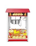 HENDI Popcorn-Maschine, Popcornmaschine, Popcorn Maker, mit Krümelschublade, 230V, 1500W, 560x420x(H)770mm, Aluminium, rot