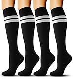 FORVEVO 4 Paar Kompressionsstrümpfe Damen 36-43, Atmungsaktiv Kompressionssocken, Sport Stützstrümpfe, Hochelastische Compression Socks für Flug, Reisen, Laufen, Krankenschwester（Schwarz, S/M）