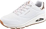 Skechers Damen Uno Shimmer Away sneakers, White Durabuck Rose Gold Duraleather Trim, 39 EU