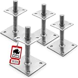 BigDean 4 Stück Pfostenträger höhenverstellbar Höhe 30– 150mm – verzinkt & zum Aufschrauben