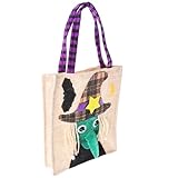 VICASKY Halloween Kürbis Handtasche Umweltfreundliche Süßigkeitstasche mit Hexenmuster für Kinderpartys zum Aufbewahren von Süßigkeiten Keksen und Kleinen Geschenken