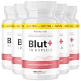 Blut+ Kapseln | mit Vitamin C | für Männer & Frauen geeignet | 90 Kapseln Inhalt 5x