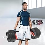 Sechskantstange Langhantelstange Deadlift, Hantelstange mit Feder-Clip-Halsbänder, Ergonomischer Handgriff mit Kurzhantelstange, 150kg Kapazität, für olympisches Gewichtheben, Achselzucken, Kniebeugen