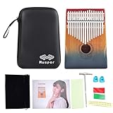 Daumenklavier aus Mahagoni, Farbverlauf, Musikgeschenke für Männer, tragbares Fingerpiano mit 17 Tasten, mit Stimmhammer, ideales Musikinstrument, Geburtstagsgeschenk für Kinder und Erwachsene