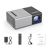 Mini Beamer, Video Beamer unterstützt HD 1080P, Kleiner tragbarer Beamer für Outdoor-Projektor im Camping, Video Heimkino Projektor kompatibel mit HDMI, USB